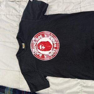 A Bathing Ape Black T-Shirt with Red Logo